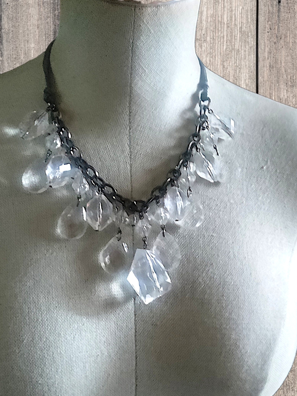 Crystal Teardrop Statement Necklace
